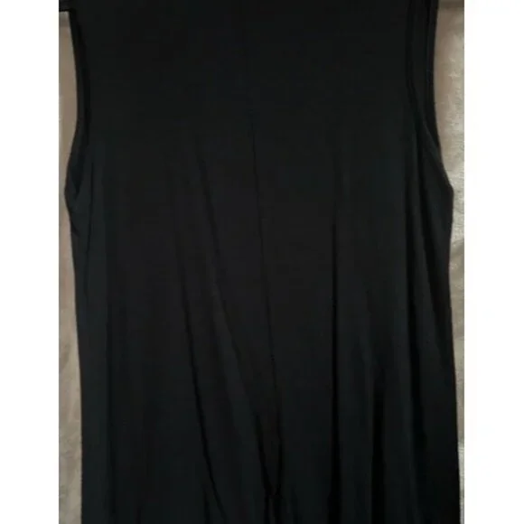 Jennifer Lopez Black Sleeveless Keyhole Neckline Choker Cut Top Tunic Collar Med - Picture 15 of 16
